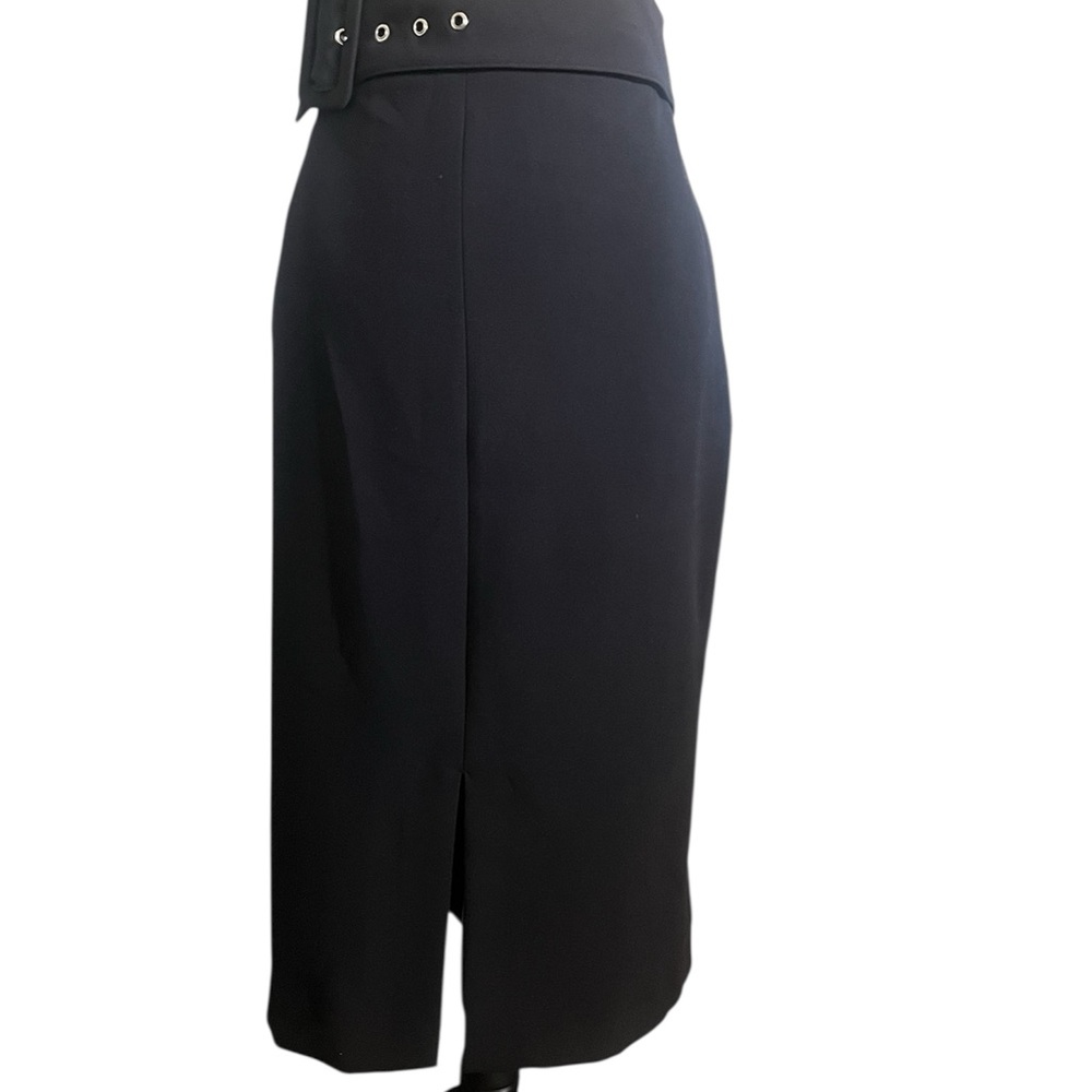 Nine West Elegant belted Black Midi Skirt Size 12